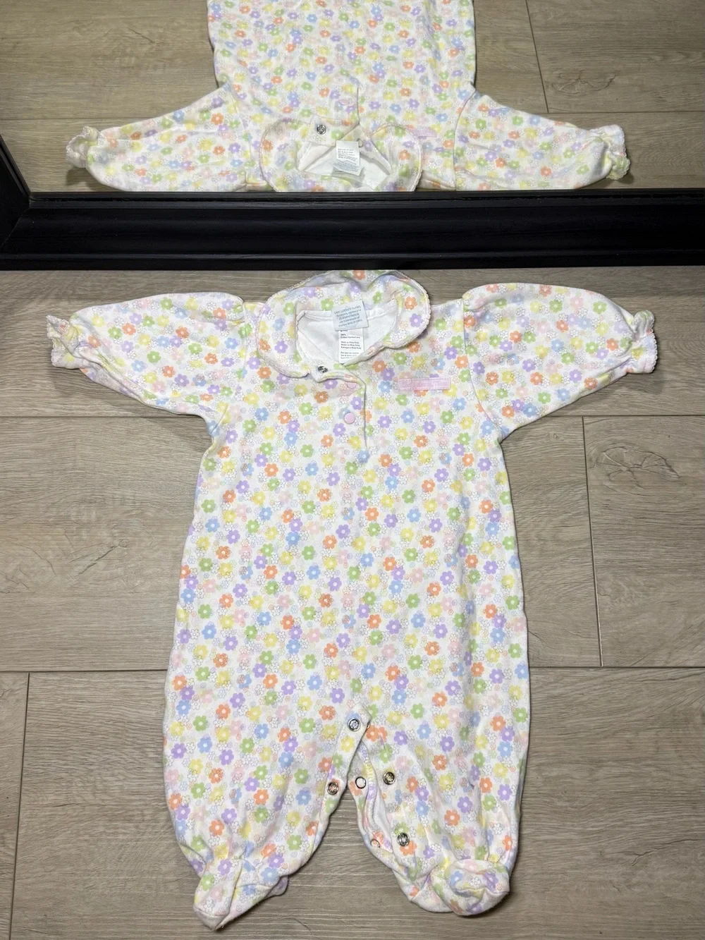 New Vintage 1980s Toddlers Tweety Bird All Over Print Patched Romper